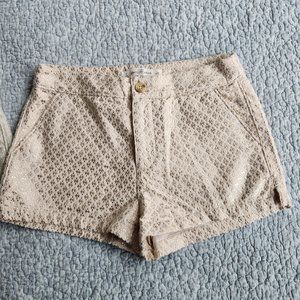 Abercrombie & Fitch Ivory and Gold Brocade Shorts, Size 0